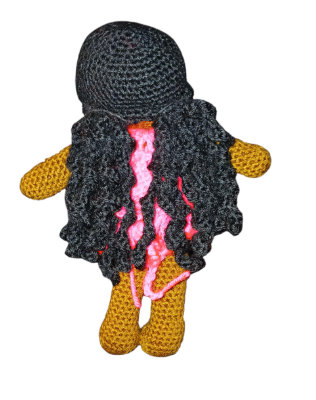 Zelina – A UNA Dolls™ Crochet Doll with Curly Hair & Removable Outfit | Handmade Black Girl Doll | Collectible Story Doll