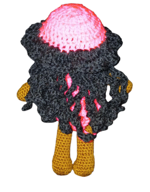 Zelina – A UNA Dolls™ Crochet Doll with Curly Hair & Removable Outfit | Handmade Black Girl Doll | Collectible Story Doll
