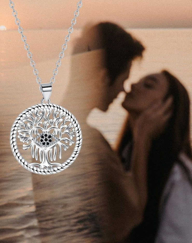 Fashion Retro Lucky Tree Devil's Eye Ornament Pendant Necklace For Women