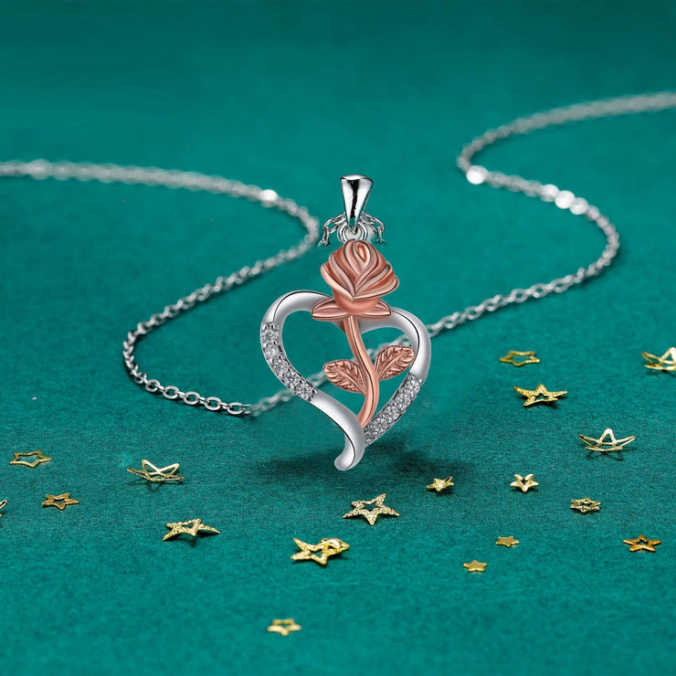 Love Pendant Rose Inlaid Necklace High Sense Ornament