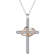 Hot Selling Necklace Women's Double Heart Cross Jewelry