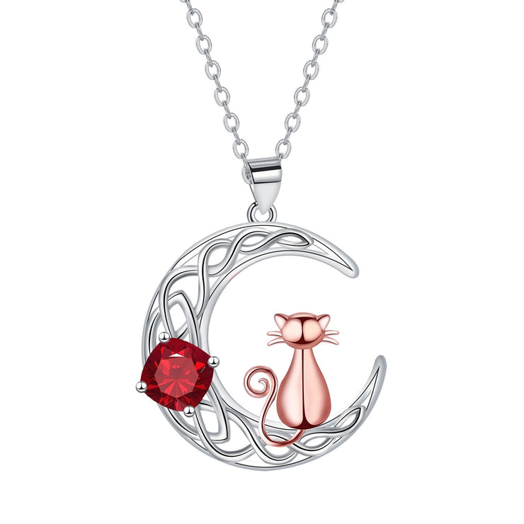 Special-interest Design Cute Moon Cat Pendant Necklace For Women