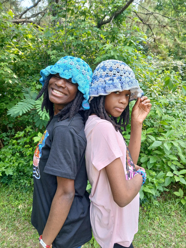 Granny Stitch Ruffle Hat – Crochet Crinkle Ruffle Bucket Hat – Handmade Colorful Summer Hat – Boho Festival Accessory for Her