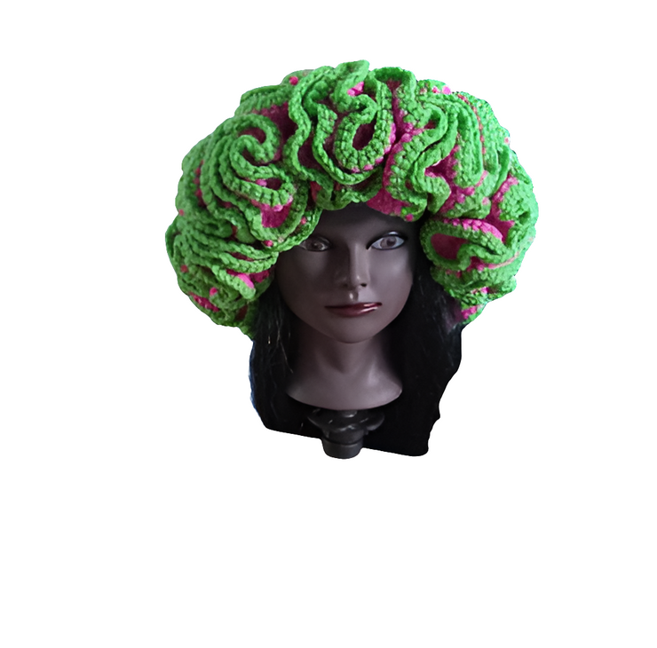 Handmade Crochet Ruffle Hat with Heart Accents, Crochet Hat, Winter Hat, Gift for Her, Crochet Accessories