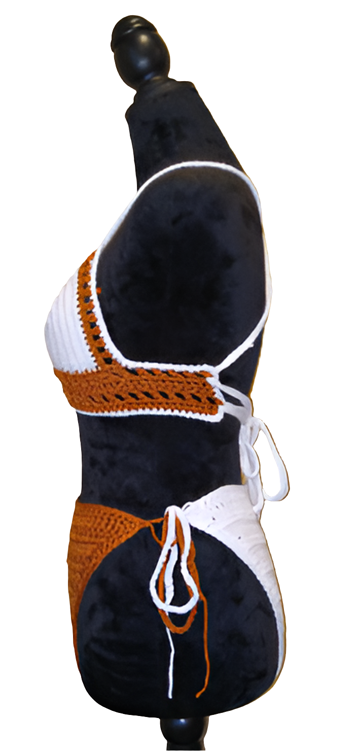 Sunspell Crochet Bikini Set – Handmade Halter Top & High-Waist Bottom, Boho Swimwear, Festival Beach Outfit