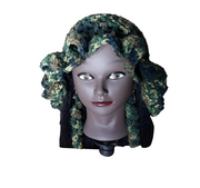 Handmade Camo Mesh Hat with Matching Curly Cue Earrings – Crochet Bucket Hat Set for Bold, Outdoor Style