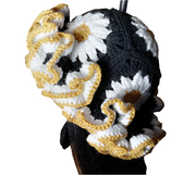 Handcrafted Granny Square Daisy Hat, Crochet Hat, Ruffle Hat, Matching Set Earrings, Fashion Accessories, Gift to Her