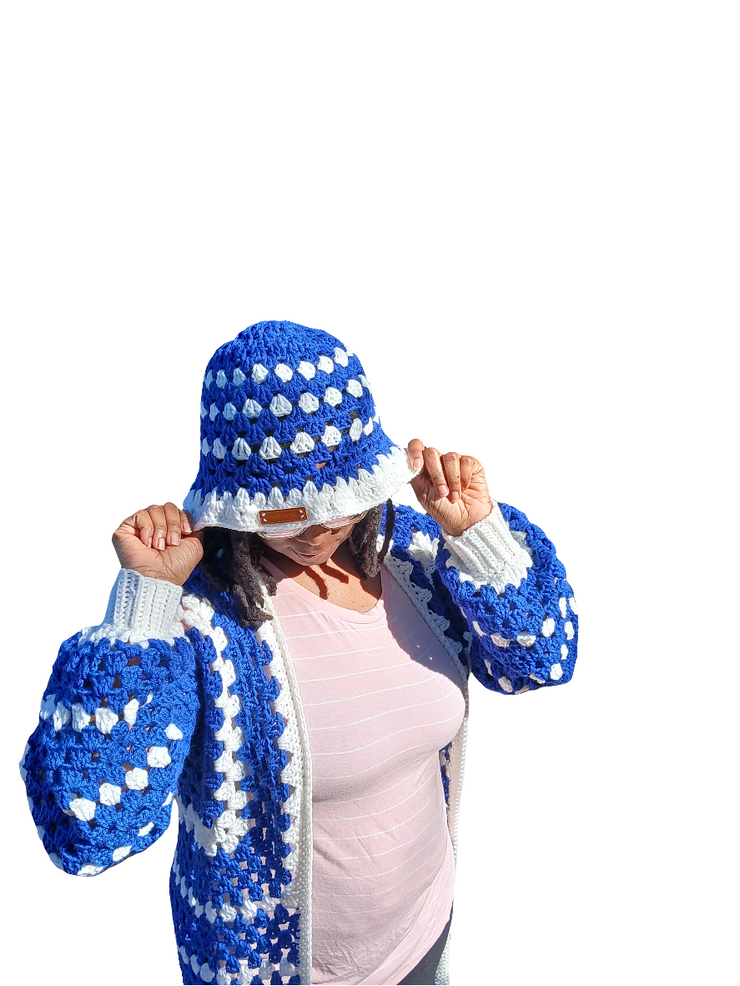 The Granny Hexi Duo – Crochet Cardigan & Matching Hat Set