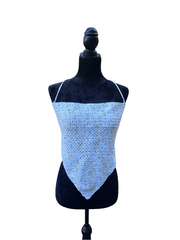 Ocean Mist Crochet Bandana Top – Handmade Adjustable Backless Halter for Summer, Festival & Beachwear