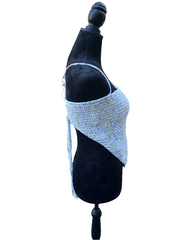 Ocean Mist Crochet Bandana Top – Handmade Adjustable Backless Halter for Summer, Festival & Beachwear