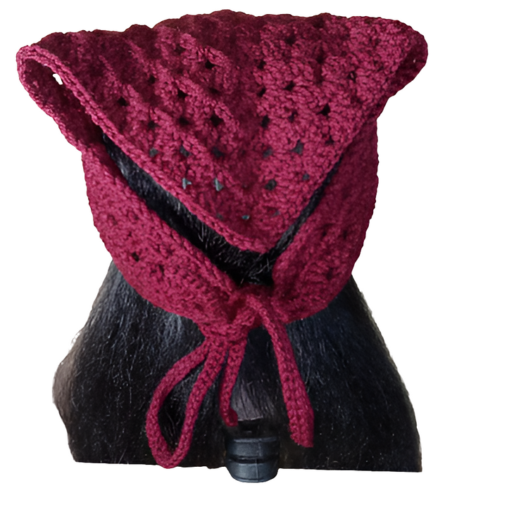 Handmade Crocheted Headscarf – Lacy Bandana, Boho Hair Wrap, Gift for Her, Elegant Crochet Accessory