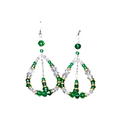 ✨ Green Spark Crystal Drop Earrings – Handmade Beaded Hoop Statement Jewelry