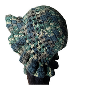 Handmade Camo Mesh Hat with Matching Curly Cue Earrings – Crochet Bucket Hat Set for Bold, Outdoor Style