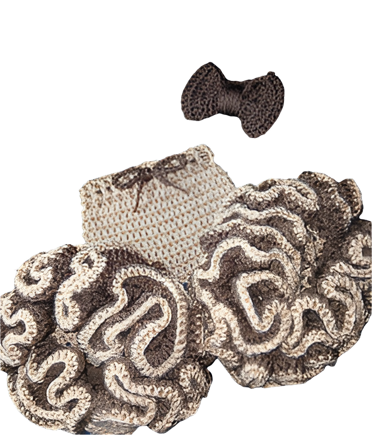 Sweet Newborn Crochet Peanut Butter Ruffle Pants & Chocolate Bow Headband Set | Baby Photo Prop | Personalized Gift Handmade Infant Outfit