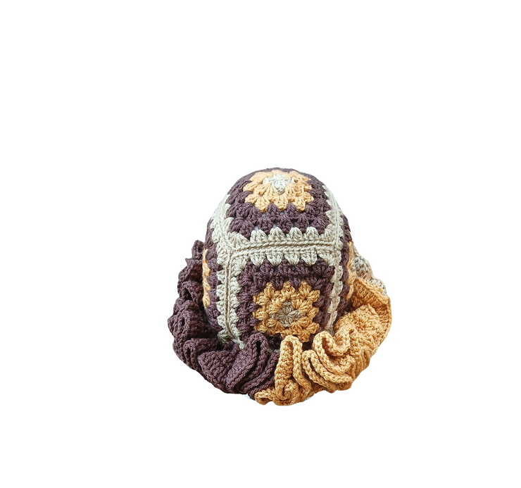 Caramel Latte Ruffle Crochet Hat – Handmade Cozy Statement Hat with Ruffles