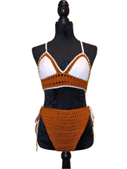 Sunspell Crochet Bikini Set – Handmade Halter Top & High-Waist Bottom, Boho Swimwear, Festival Beach Outfit