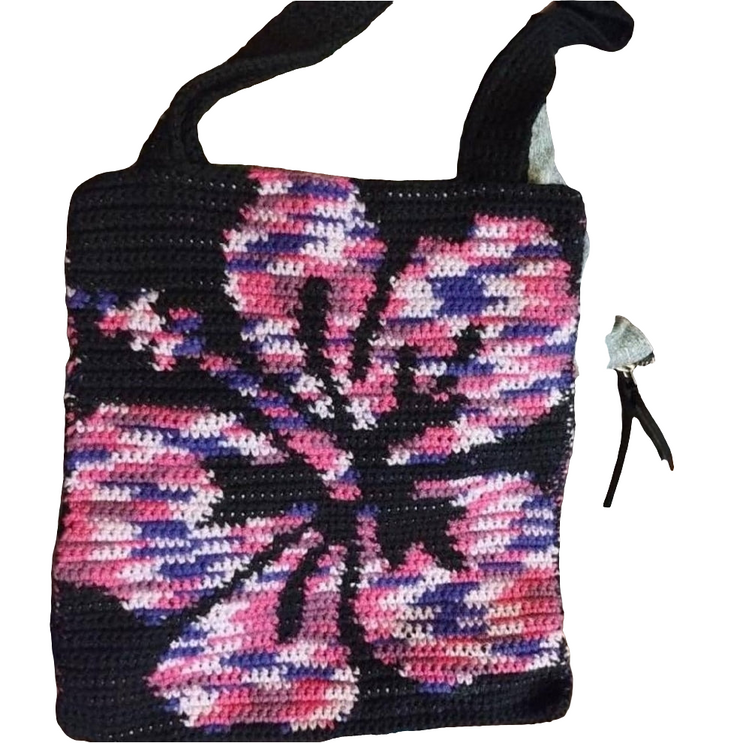 Handcrafted Hibiscus Tote Bag, Handmade Tote Bag, Crochet Bag, Customizable Tote, Boho Bag, Personalized Gift