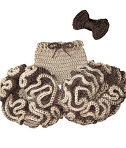 Sweet Newborn Crochet Peanut Butter Ruffle Pants & Chocolate Bow Headband Set | Baby Photo Prop | Personalized Gift Handmade Infant Outfit