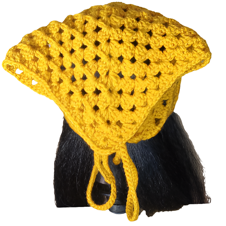 Handmade Crocheted Headscarf – Lacy Bandana, Boho Hair Wrap, Gift for Her, Elegant Crochet Accessory