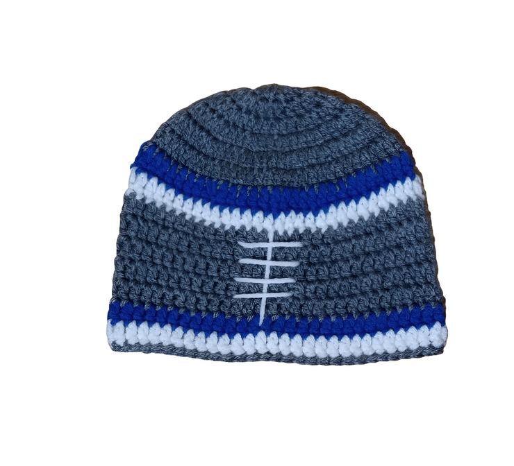 Handmade Crochet Football Beanie, Custom Team Colors, Crochet Hat, Sport Fan Gear, Custom Sports Hat, Warm Beanie