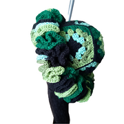 Handmade Granny Square Ruffle Hat, Crochet Hat, Black and Green Hat, Unique Beanie, Fashion Accessory, Gift to Her