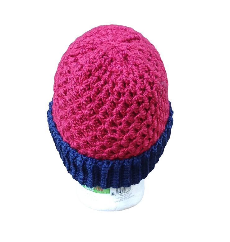 Ole Miss Inspired Red & Blue Crochet Beanie – Handmade Team Spirit Hat