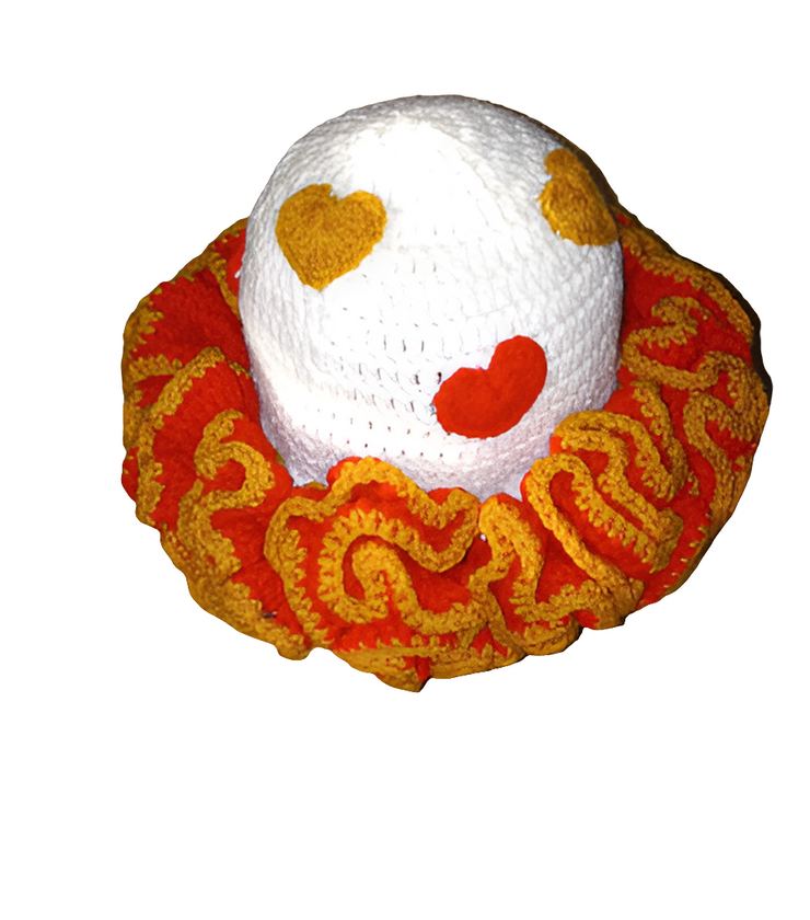 Handmade Crochet Ruffle Hat with Heart Accents, Crochet Hat, Winter Hat, Gift for Her, Crochet Accessories