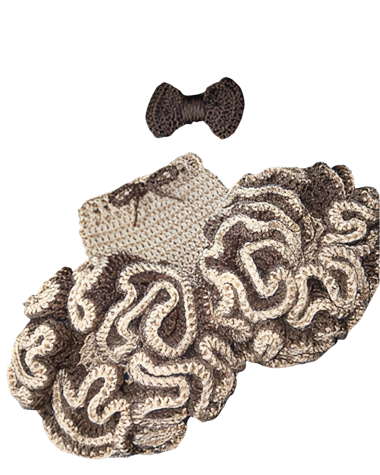 Sweet Newborn Crochet Peanut Butter Ruffle Pants & Chocolate Bow Headband Set | Baby Photo Prop | Personalized Gift Handmade Infant Outfit