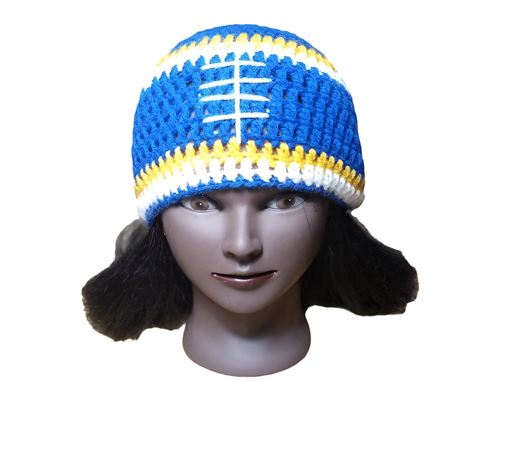 Handmade Crochet Football Beanie, Custom Team Colors, Crochet Hat, Sport Fan Gear, Custom Sports Hat, Warm Beanie