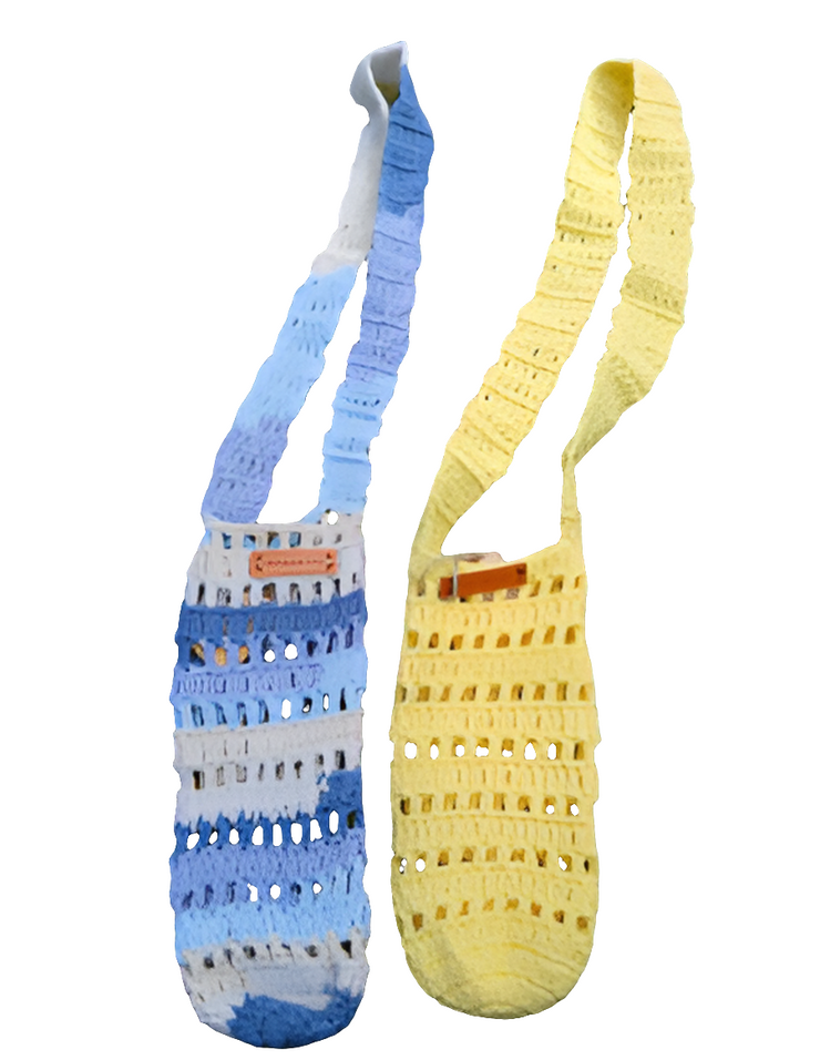 Crochet Water Bottle Holder Crossbody Bag – Handmade Sling Carrier for Reusable Bottles – Summer Festival, Hiking, Boho Style, Gift for Her