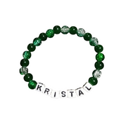 Custom Name Beaded Bracelet – Kristal (Forest Green Inspiration Piece)
