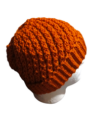 Rust Ridge Men’s Crochet Beanie – Handmade Warm Winter Hat | Rustic Orange Knit Style Beanie for Men