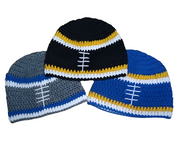 Handmade Crochet Football Beanie, Custom Team Colors, Crochet Hat, Sport Fan Gear, Custom Sports Hat, Warm Beanie