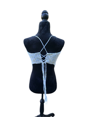 Ocean Mist Crochet Bandana Top – Handmade Adjustable Backless Halter for Summer, Festival & Beachwear