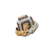 Caramel Latte Ruffle Crochet Hat – Handmade Cozy Statement Hat with Ruffles