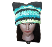 Green Dream Cat Beanie, Handmade Beanie, Cat Ear Hat, Cozy and Stylish, Cute Beanie, Trendy Hat, Fashion Accessories