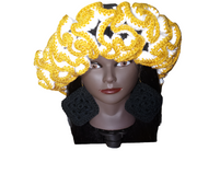 Handcrafted Granny Square Daisy Hat, Crochet Hat, Ruffle Hat, Matching Set Earrings, Fashion Accessories, Gift to Her
