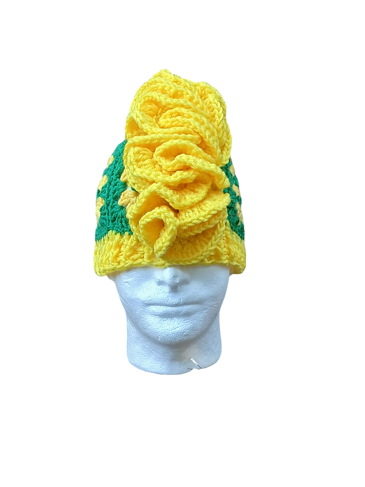 Sunshine Swagger Mohawk Ruffle Hat – Handmade Crochet Statement Hat