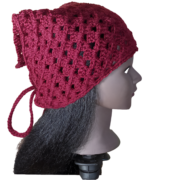 Handmade Crocheted Headscarf – Lacy Bandana, Boho Hair Wrap, Gift for Her, Elegant Crochet Accessory