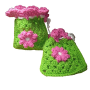 Handmade Crochet Granny Square Flower Drawstring Pouch, Granny Square Bag, Crochet Purse, Granny Square Pouch