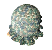 Handmade Camo Mesh Hat with Matching Curly Cue Earrings – Crochet Bucket Hat Set for Bold, Outdoor Style