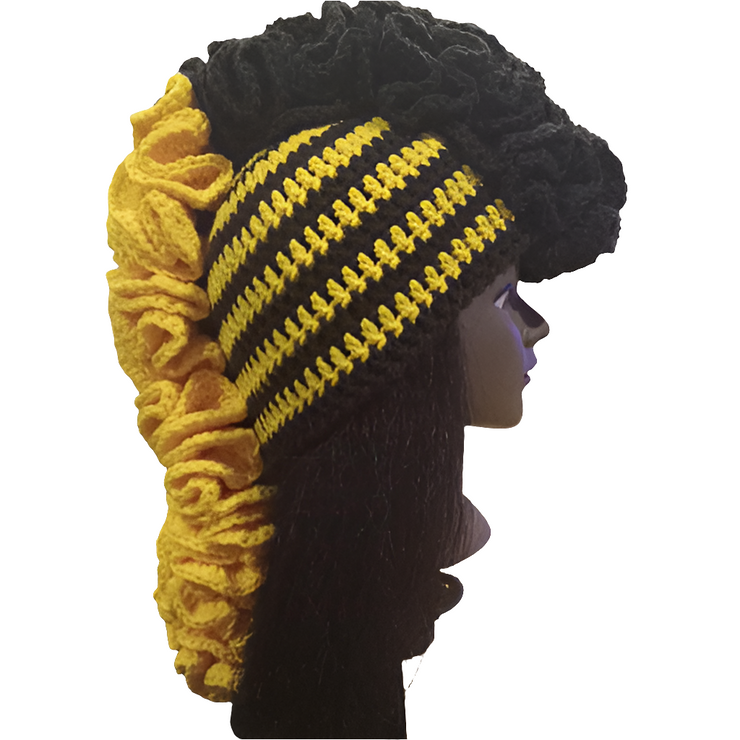 Handmade Crochet Mohawk Hat, Crochet Ruffle Hat, Winter Hats, Autumn Hat, Acrylic Yarn Beanie, Crochet Hat, Bold Fashion, Fun Hat, Sorority