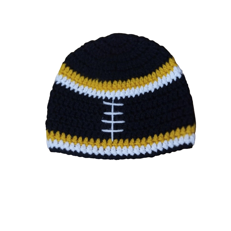 Handmade Crochet Football Beanie, Custom Team Colors, Crochet Hat, Sport Fan Gear, Custom Sports Hat, Warm Beanie