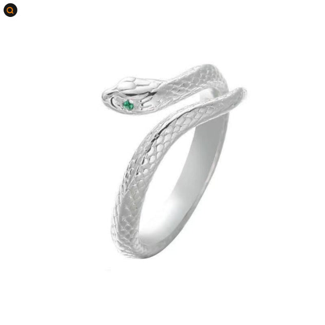 S999 Silver Snake Ring Female Opening Adjustable Versatile Personality