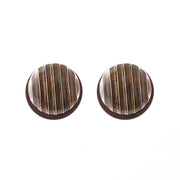 New Korean Style Flat Button Round Striped Bag Buckle Earrings