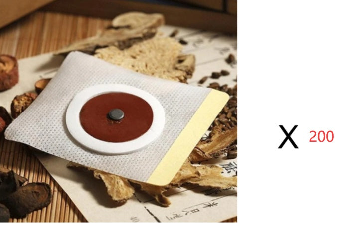 Navel slimming detox patch with magnetic center on a textured background, ideal for weight loss and toxin removal.
