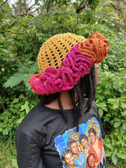 Extreme Ruffle Crochet Hat – Spiral or Mesh Style – Handmade Crown Ruffle Statement Hat – Festival, Boho, Afrocentric Headwear