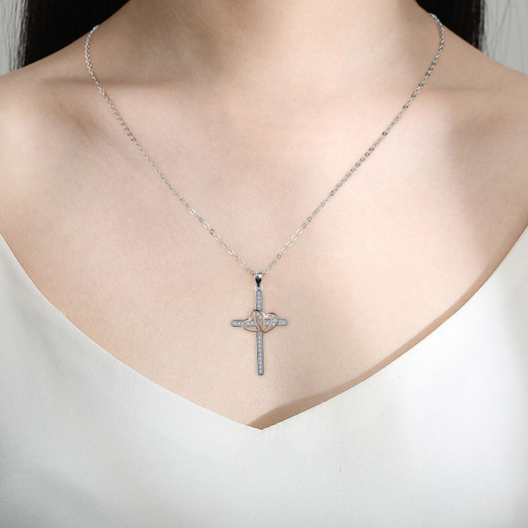 Hot Selling Necklace Women's Double Heart Cross Jewelry