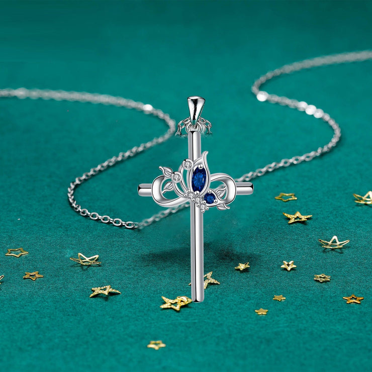 European And American High-grade Vintage Cross Necklace Female Butterfly Clavicle Chain