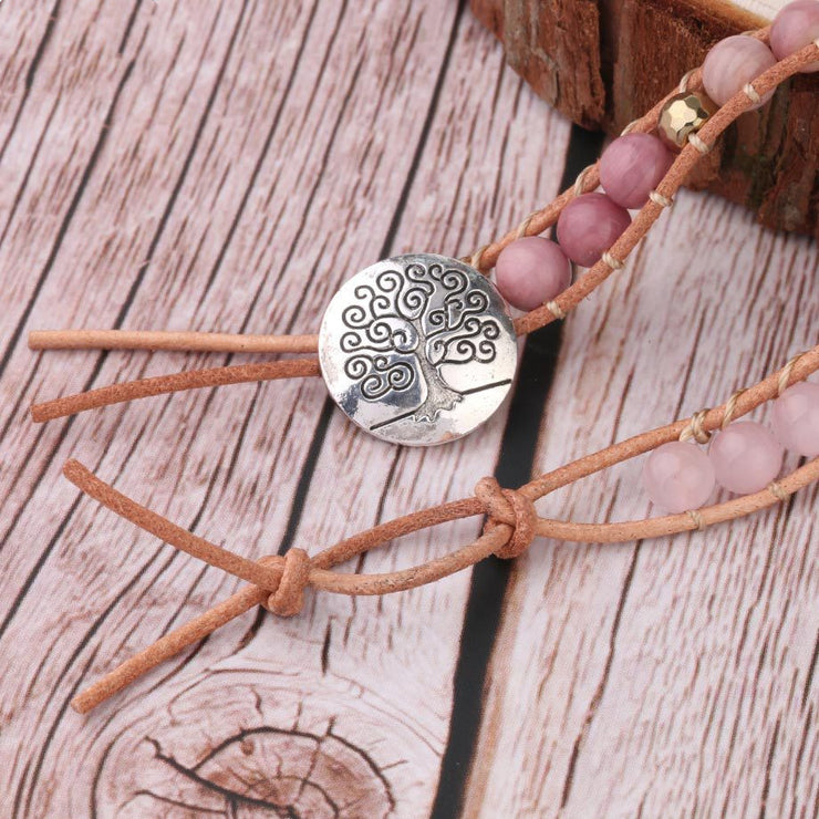 Natural Raw Gemstone Red Woven Bracelet Multi-circle